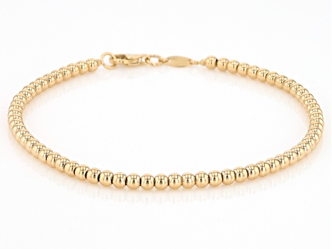 14k Yellow Gold 3mm Bead Link Bracelet