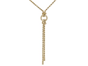 10k Yellow Gold Rope Link Lariat 18 Inch Necklace