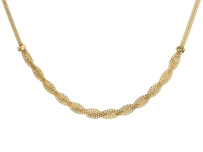 10k Yellow Gold Double Curb Link Braided Design 17 Inch Necklace