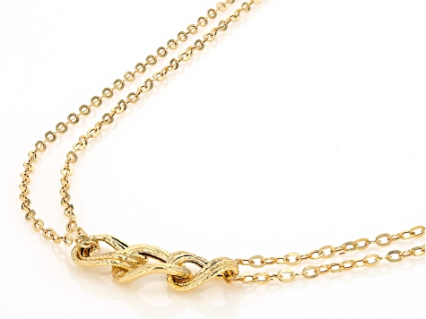 10k Yellow Gold Double Strand Diamond-Cut 3 Interlocking Curb Link 18 Inch Necklace