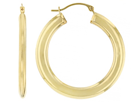 14k Yellow Gold 1 1/4" Hoop Earrings