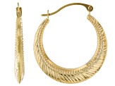 14k Yellow Gold 13/16" Diamond-Cut Hoop Earrings