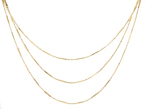 10k Yellow Gold Diamond-Cut Bead Link & Bar Station Multi-Row 17 Inch Necklace