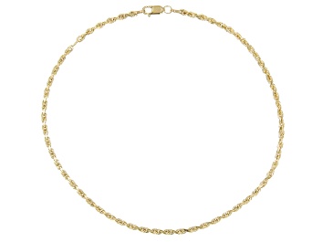 Picture of 14k Yellow Gold 2mm Solid Diamond-Cut Rope Link Anklet