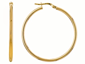 18k Yellow Gold 1 3/8" Hoop Earrings