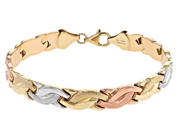 Picture of 10k Yellow Gold Tri-Color Braided Link Bracelet