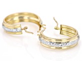 10k Yellow Gold & Rhodium Over 10k Yellow Gold Polished & Diamond-Cut Hoop Earrings