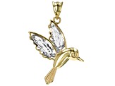 10k Yellow Gold & Rhodium Over 10k Yellow Gold Hummingbird Pendant