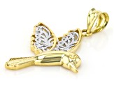 10k Yellow Gold & Rhodium Over 10k Yellow Gold Hummingbird Pendant