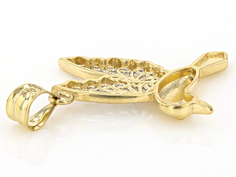 10k Yellow Gold & Rhodium Over 10k Yellow Gold Hummingbird Pendant