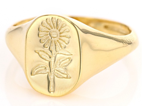 10k Yellow Gold Sunflower Signet Ring - AU2264 | JTV