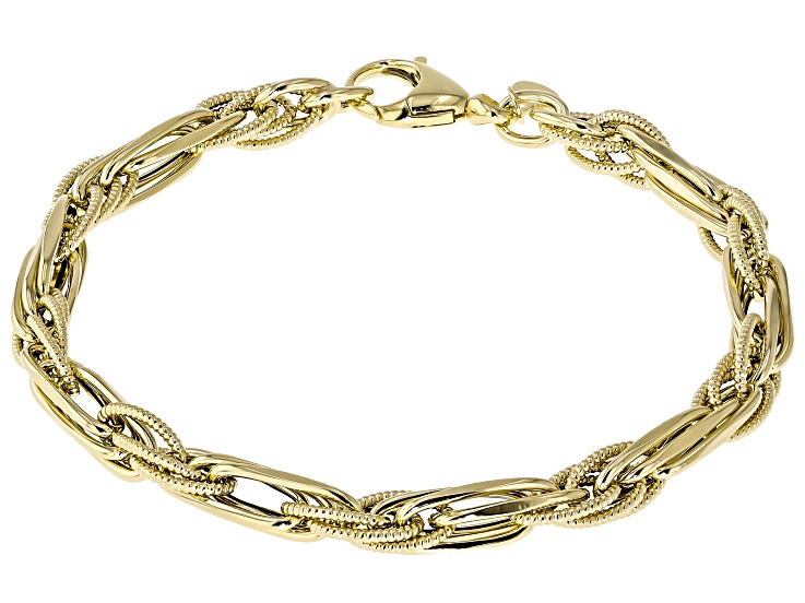 Oval Link Bracelet with Textured Connection Links