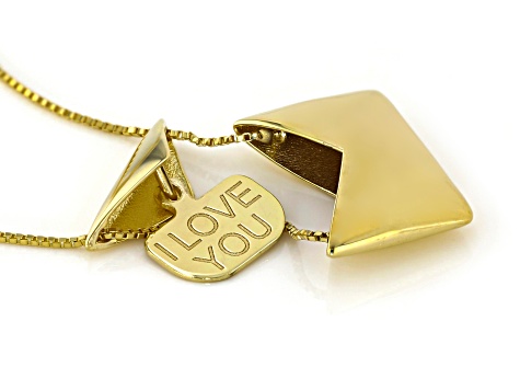 14k Yellow Gold Envelope Message 18 Inch Necklace