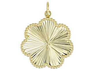 10k Yellow Gold Diamond-Cut Flower Pendant