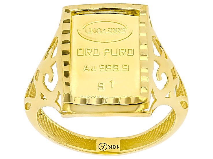 24k Yellow Gold 1g Ingot 10k Yellow Gold Ring - AU2302 | JTV 24k Yellow Gold 1g Ingot 10k Yellow Gold Ring - AU2302 | JTV