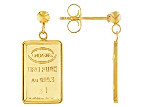 24k Yellow Gold 1g Ingot 10k Yellow Gold Earrings