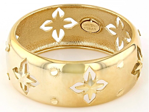 14k Yellow Gold 7.7mm Clover Band Ring