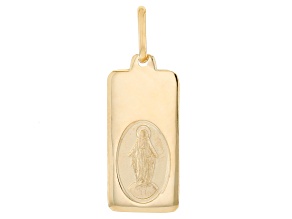 14k Yellow Gold Holy Mary Tag Pendant