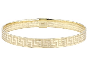 10k Yellow Gold 6.5mm Mesh Greek Key Stretch Bracelet