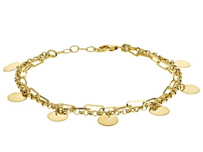 10k Yellow Gold Disc Charm Bracelet