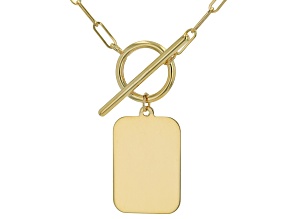 10k Yellow Gold Faux Toggle Tag Pendant 18 Inch Necklace