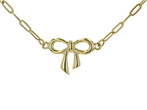 10k Yellow Gold Bow 18 Inch Necklace