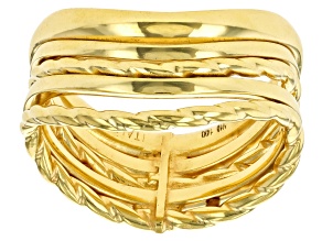 14k Yellow Gold With a Sterling Silver Core Polished & Twisted Multi-Row Ring