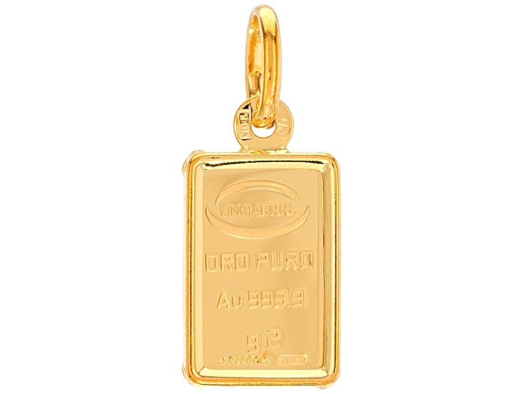 24k Yellow Gold 2g Ingot Pendant With 10k Yellow Gold Frame