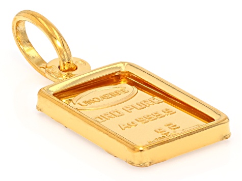 24k Yellow Gold 2g Ingot Pendant With 10k Yellow Gold Frame 24k Yellow Gold 2g Ingot Pendant With 10k Yellow Gold Frame