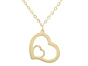 10k Yellow Gold Heart in Heart Necklace