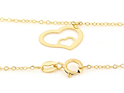 10k Yellow Gold Heart in Heart Necklace