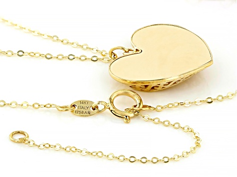 14k Yellow Gold Etruscan Heart Necklace - AU2490 | JTV
