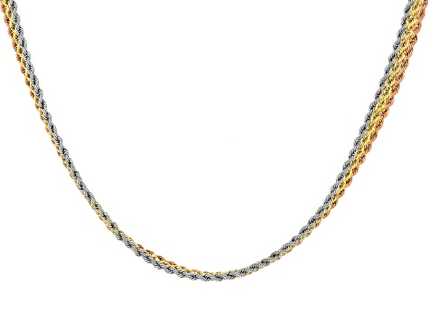 Splendido Oro™ 14k White, Yellow and Rose Gold 3-Strand Rope Necklace