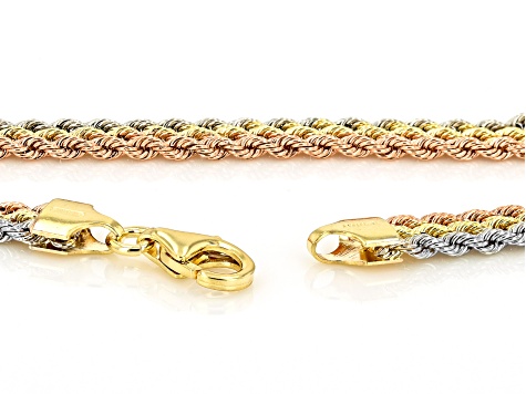 Splendido Oro™ 14k White, Yellow and Rose Gold 3-Strand Rope Necklace