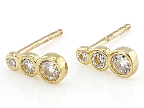 14k Yellow Gold Cubic Zirconia Graduated Stud Earrings 0.25ctw