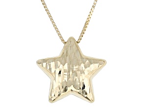 14k Yellow Gold Diamond Cut 18-20" Reversible Star Necklace