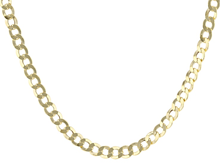 10k Yellow Gold 4.3mm Pave Curb 18" Chain