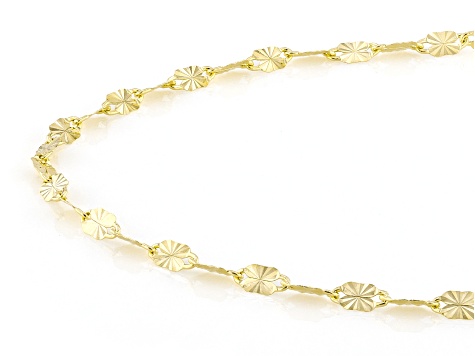 10k Yellow Gold 2mm Mirror Link Sunburst Necklace