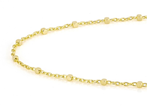 10k Yellow Gold 1.5mm Square Bead Necklace
