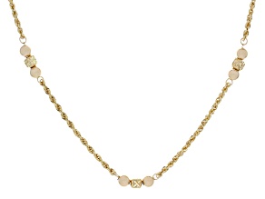 10k Yellow Gold 1.7mm Rope Chain with 3.8mm Cube Bead Station