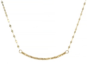 10k Yellow Gold Curved Diamond Cut Tube Bar on 1.5mm Mirror Chain