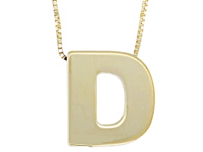 10k Yellow Gold Block Letter "D" Initial Necklace