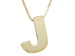 10k Yellow Gold Block Letter "J" Initial Necklace