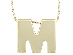 10k Yellow Gold Block Letter "M" Initial Necklace
