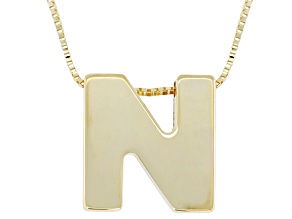 10k Yellow Gold Block Letter "N" Initial Necklace
