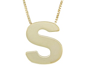 10k Yellow Gold Block Letter "S" Initial Necklace