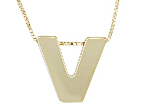 10k Yellow Gold Block Letter "V" Initial Necklace