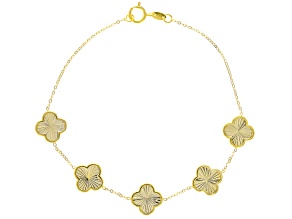 10k Yellow Gold Clover Station Bracelet