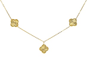 10k Yellow Gold Sunburst Clover Station Necklace