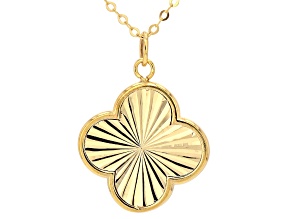 10k Yellow Gold Sunburst Clover Pendant with Chain